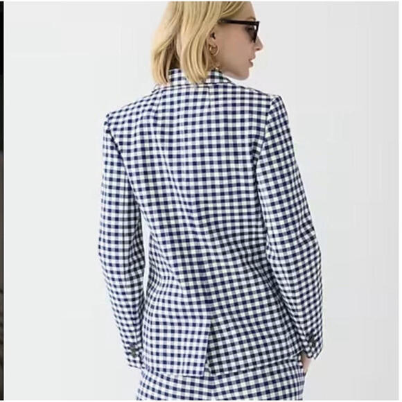 J. Crew Blue White Parke Kate Gingham Check Pants Suit Blazer & Pants Size 6 - Picture 8 of 15